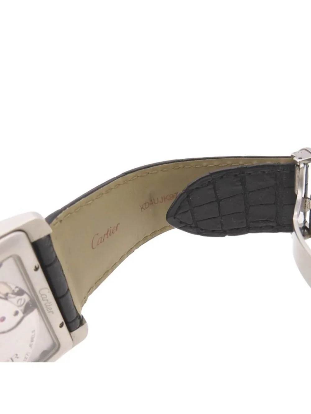 Cartier Tank MC Automatic Watch SS Matte Croco Black Dial